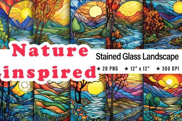 Download Nature-Inspired Stained Glass Landscape - Premium Bundle
