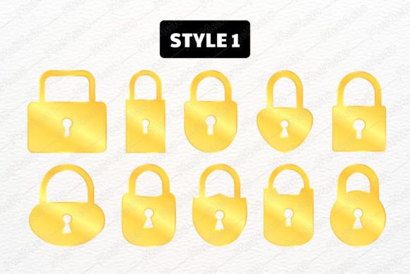 Download Flat Gold Lock Symbol Icon Element Set - Symbol Collection