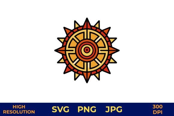 Download Colorful Aztec Sun Symbol Vector Art - Symbol Collection