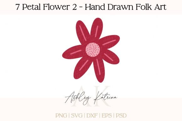 Download 7 Petal Flower 2 - Hand Drawn Folk Art - Petal Collection
